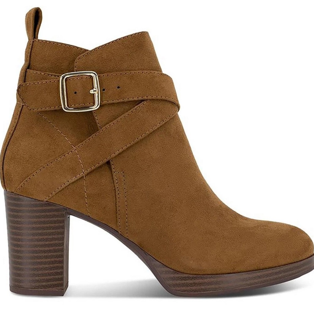 Style & Co. Womens Zaharaa Faux Suede Zipper Booties | Cognac Micro | 8.5M New
